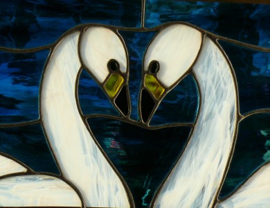 Stained Glass Bewick Swans Decorative Panel