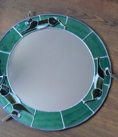 Stained Glass Running Hares Mirror
