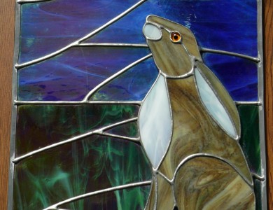 Gazing Hare Stained Glass Panel