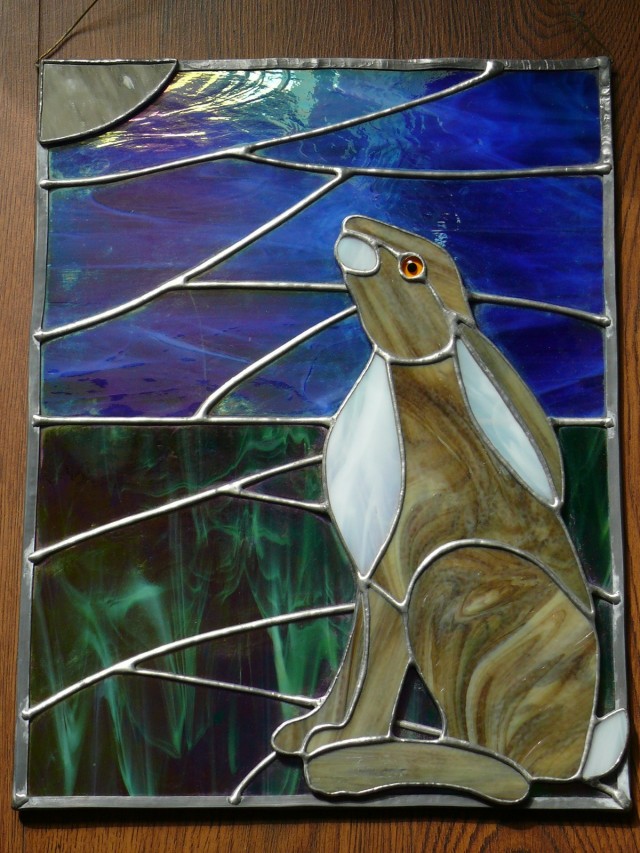 Gazing Hare Stained Glass Panel