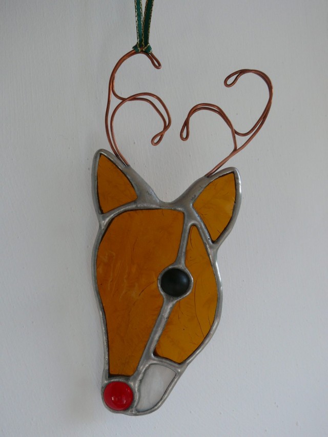 Rudolph Stained Glass Christmas Decoration