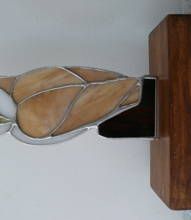 Stained Glass Barn Owl on Wood