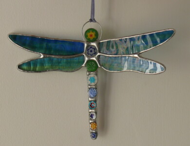 Dragonfly hanging decoration ( green/blue wings)