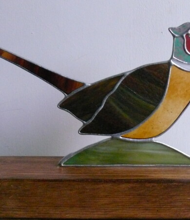 Stained Glass Pheasant on Wood
