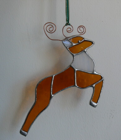 Reindeer Stained Glass Christmas Decoration