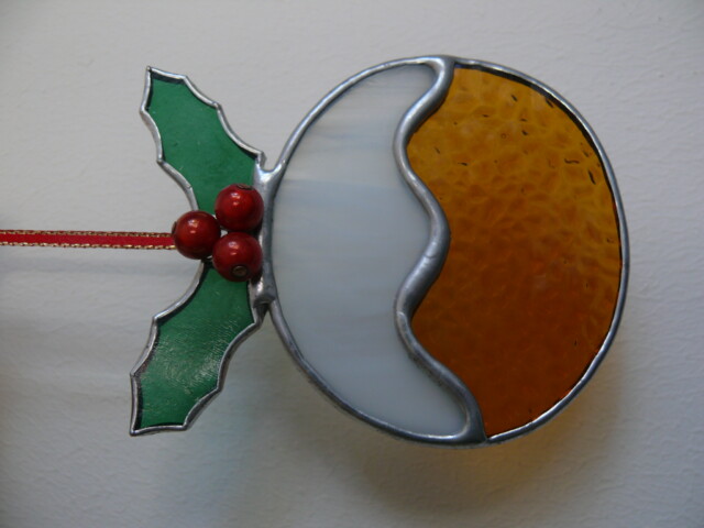 Christmas Pudding Stained Glass Christmas Decoration