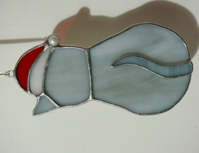 Cat Christmas decoration ( light grey)