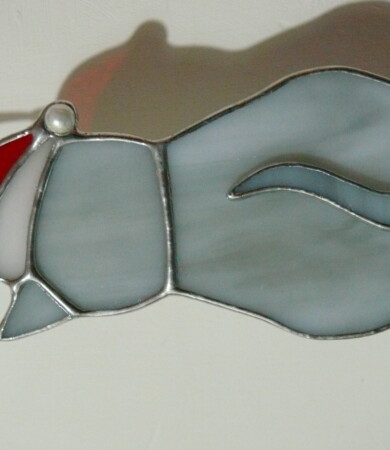 Cat Christmas decoration ( light grey)